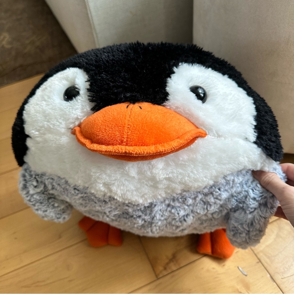 Carlisle Plush Penguin Pillow - Black, White, Gray & Orange